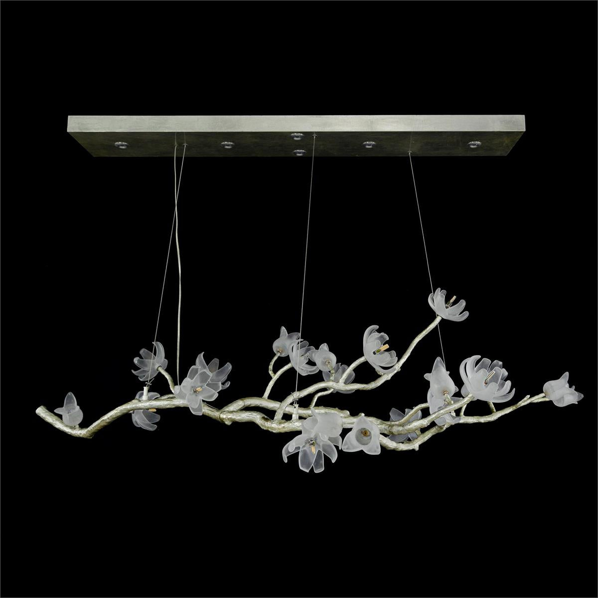 Magnolia Tulip Glass Antique Silver Chandelier