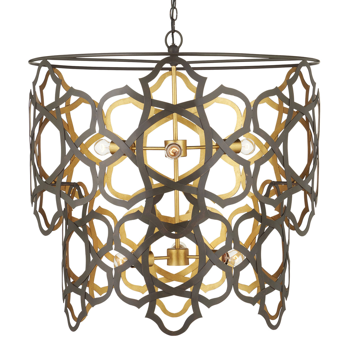 Moorish Gilded Iron Chandelier
