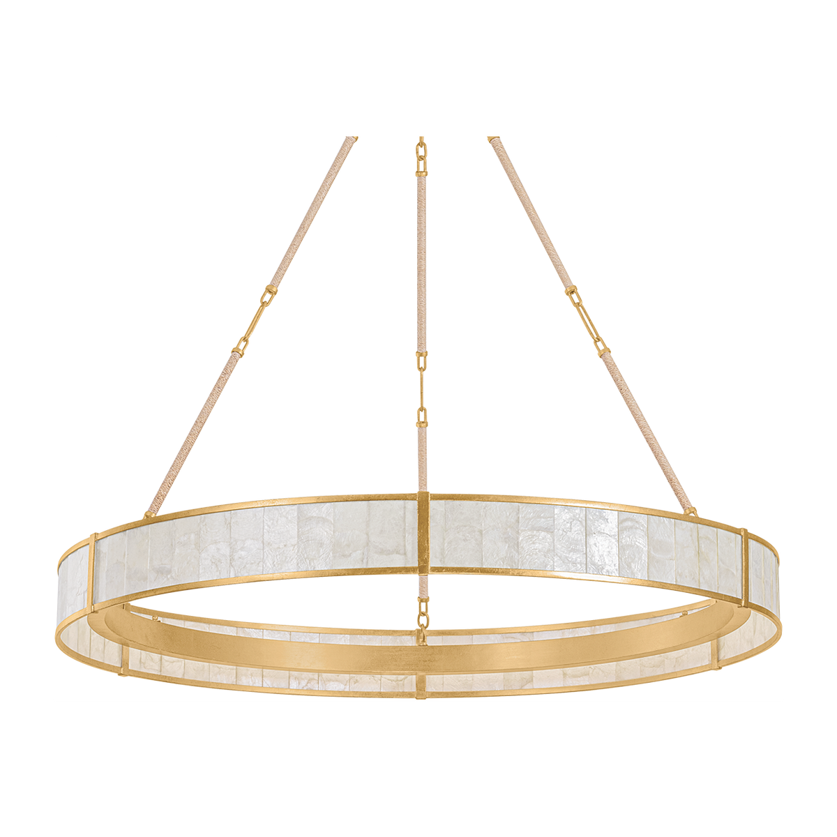 Mother-of-Pearl Capiz Rope Gold Ring Chandelier