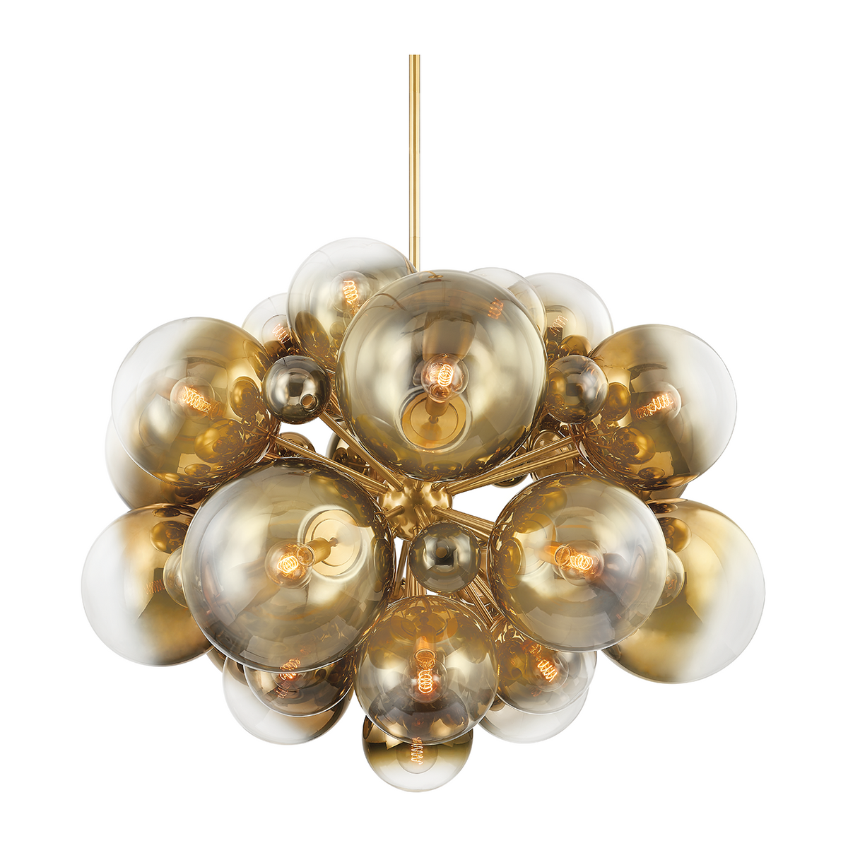 Ombre Glass Globe Brass Twenty-Five-Light Chandelier