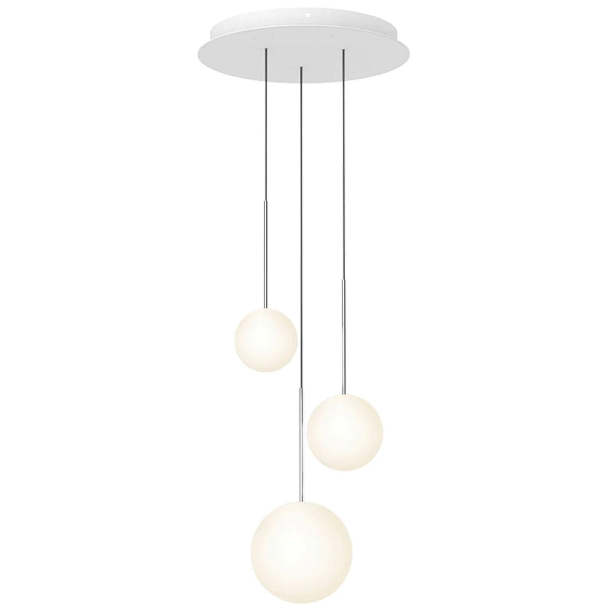 Opaline Trio Brass LED Chandelier