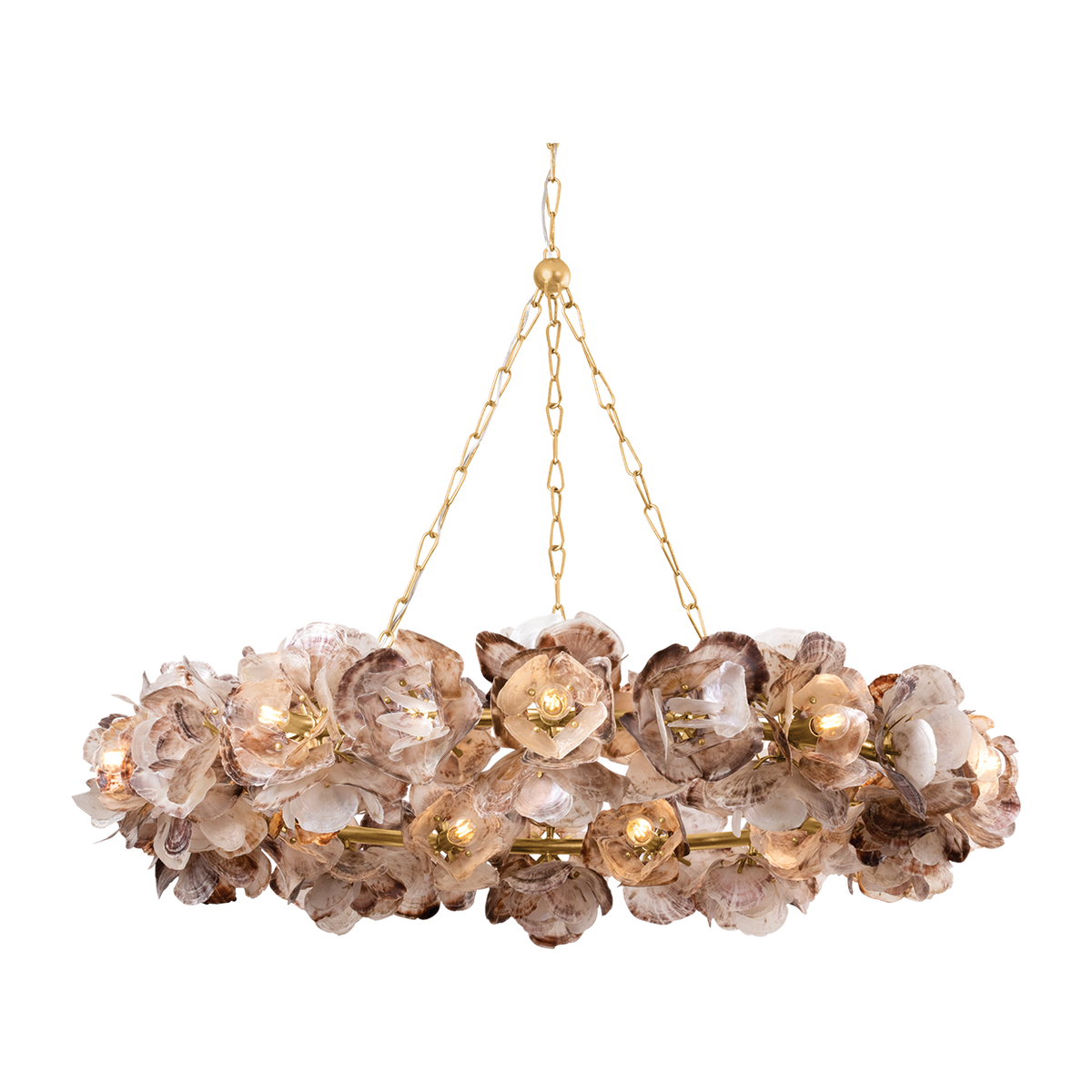 Oyster Shell Floral Gold Ring Chandelier