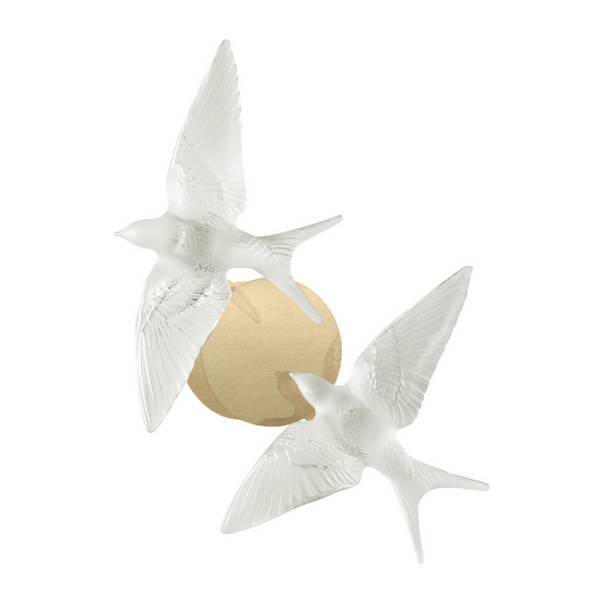 Paired Swallow Crystal Metal Wall Sconce
