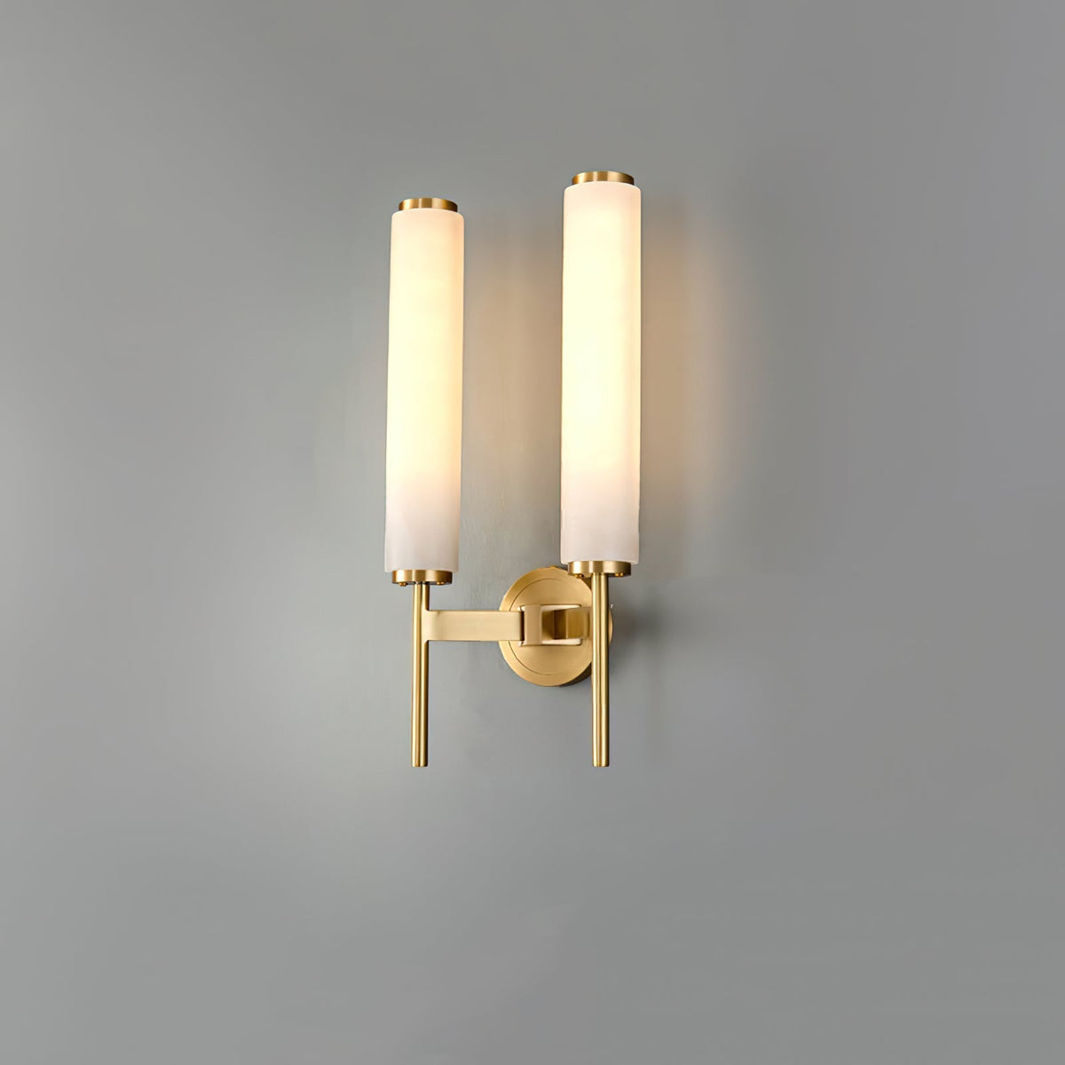 Perch Disc Brass Alabaster LED Wall Sconce