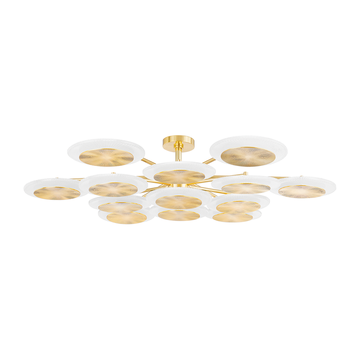 Piastra Reflector Brass Thirteen-Light Ceiling Light