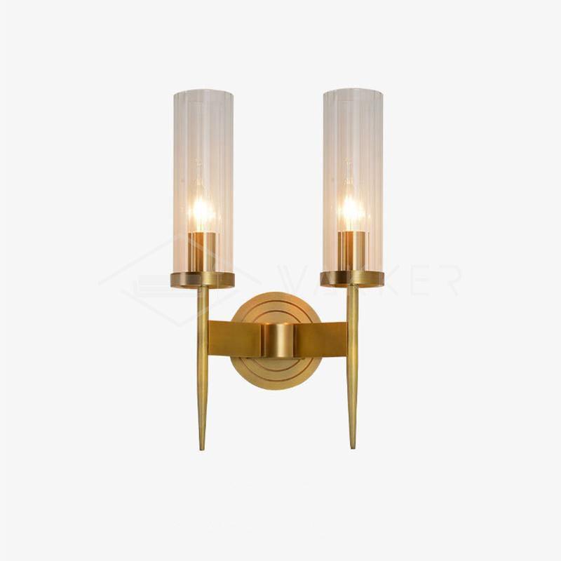 Polished Stem Brass Clear Glass Wall Sconce