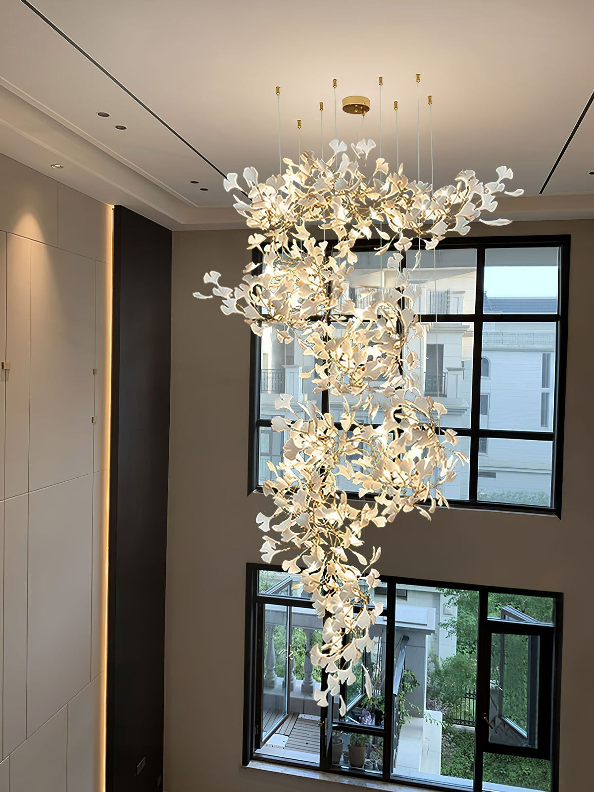 Porcelain Arbor Gold Tall Chandelier