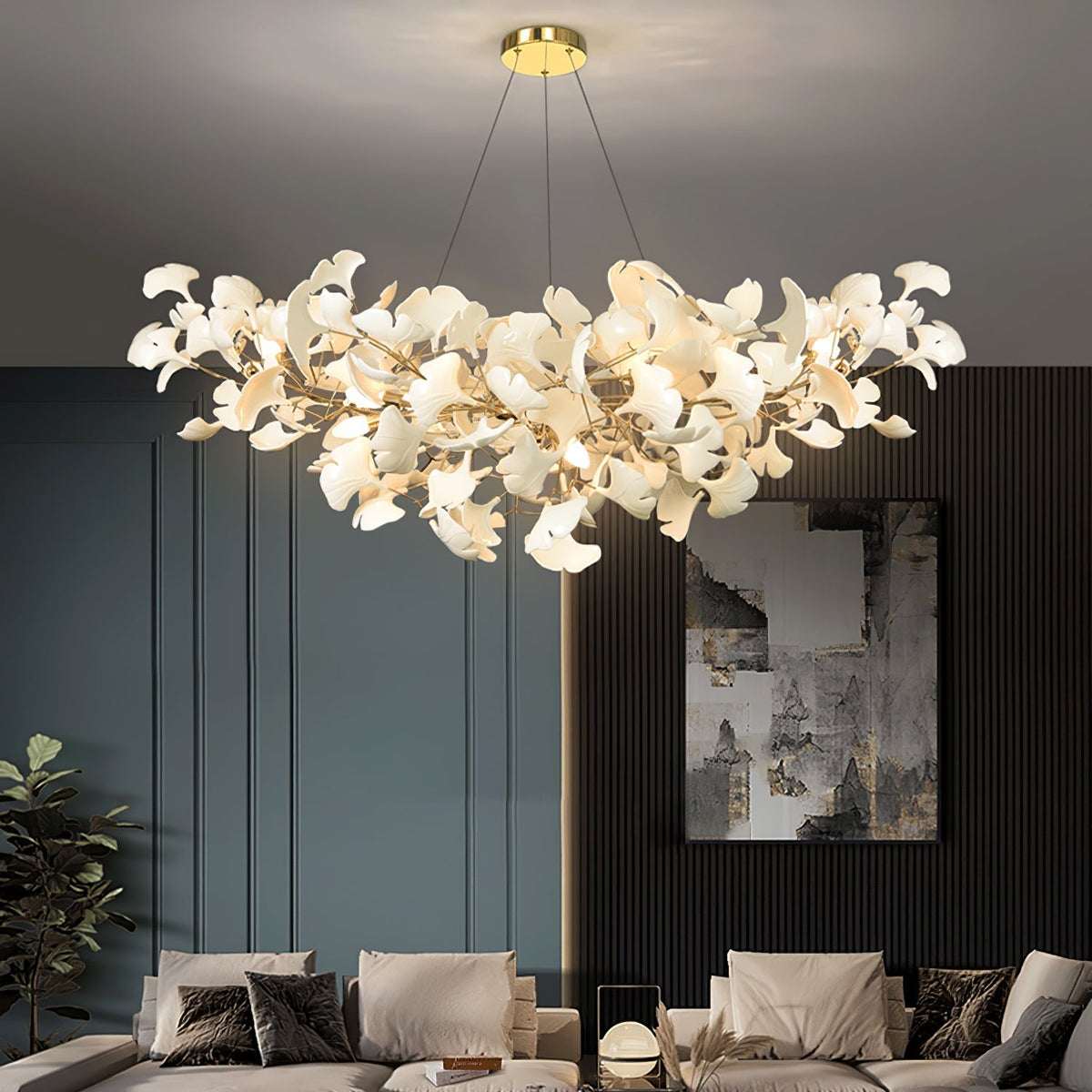 Porcelain Sweep Gold Multi-Light Chandelier