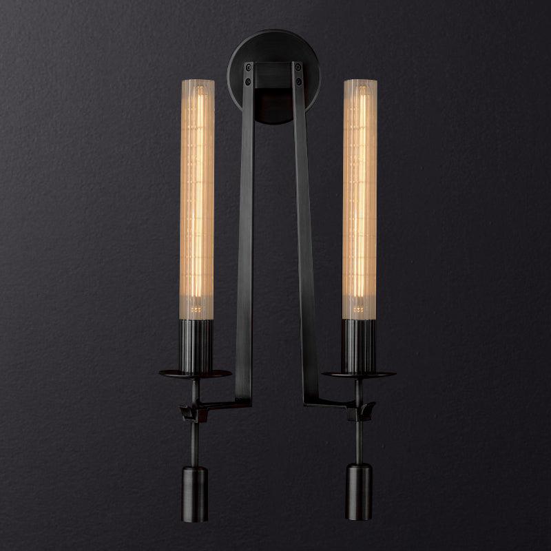Ribbed Brass Cylinder Wall Lamp