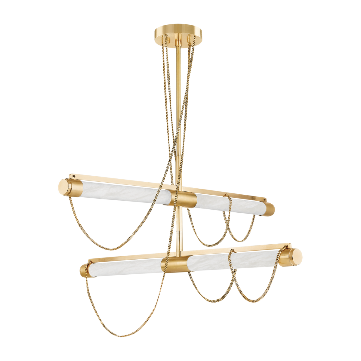 Roman Chain Alabaster Brass Four-Light Chandelier