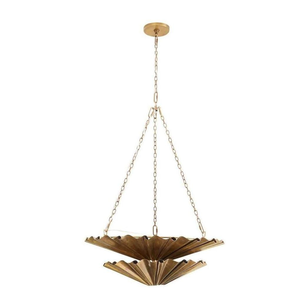 Ruffled Brass Layer Nine-Light Chandelier