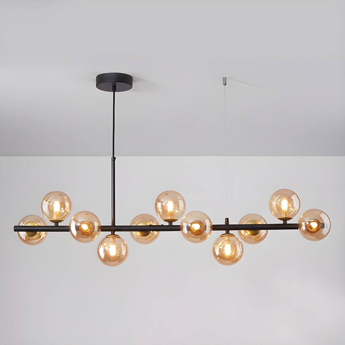 Aurelia Globe Chandelier 11-balls: ∅ 39.4″ x H 9.4″ / Black / Amber 1001 Chandelier