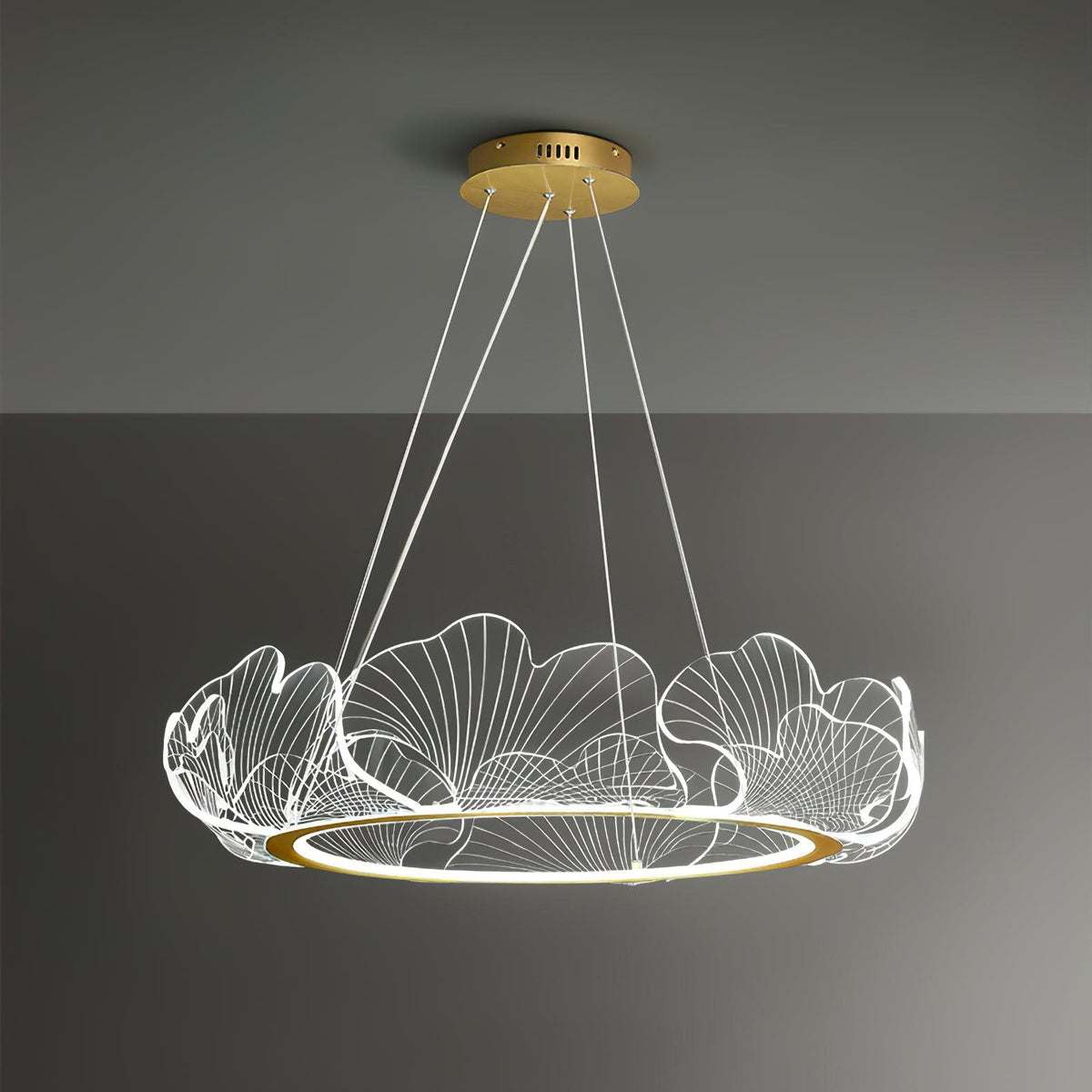 Scalloped Leaf Gold LED Chandelier