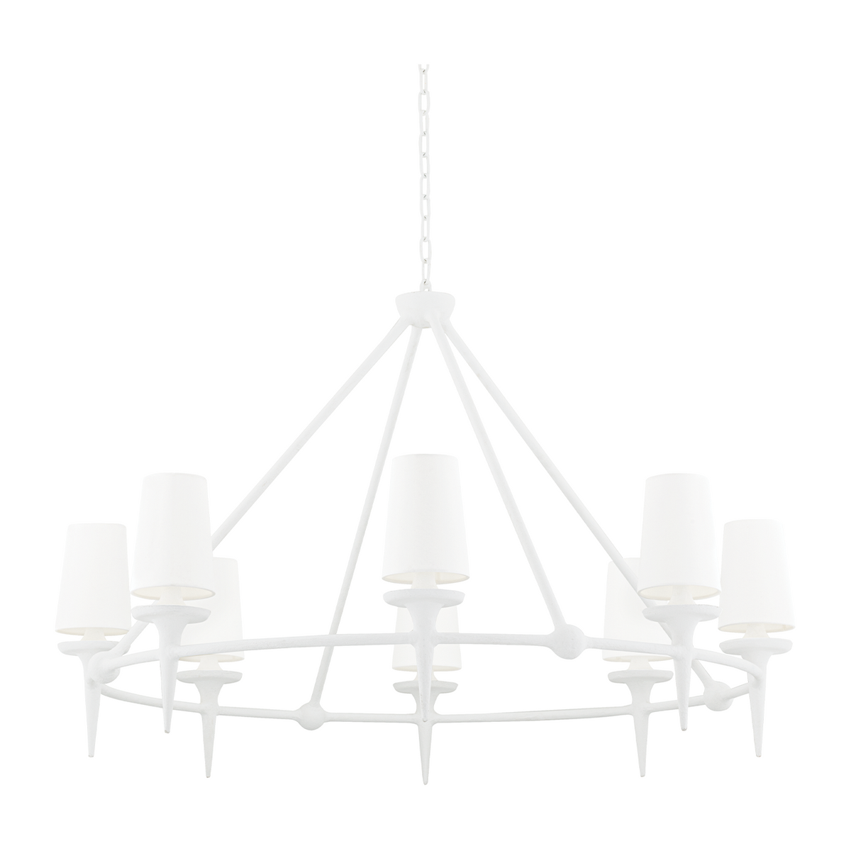 Sculpted Arm White Plaster Linen Chandelier