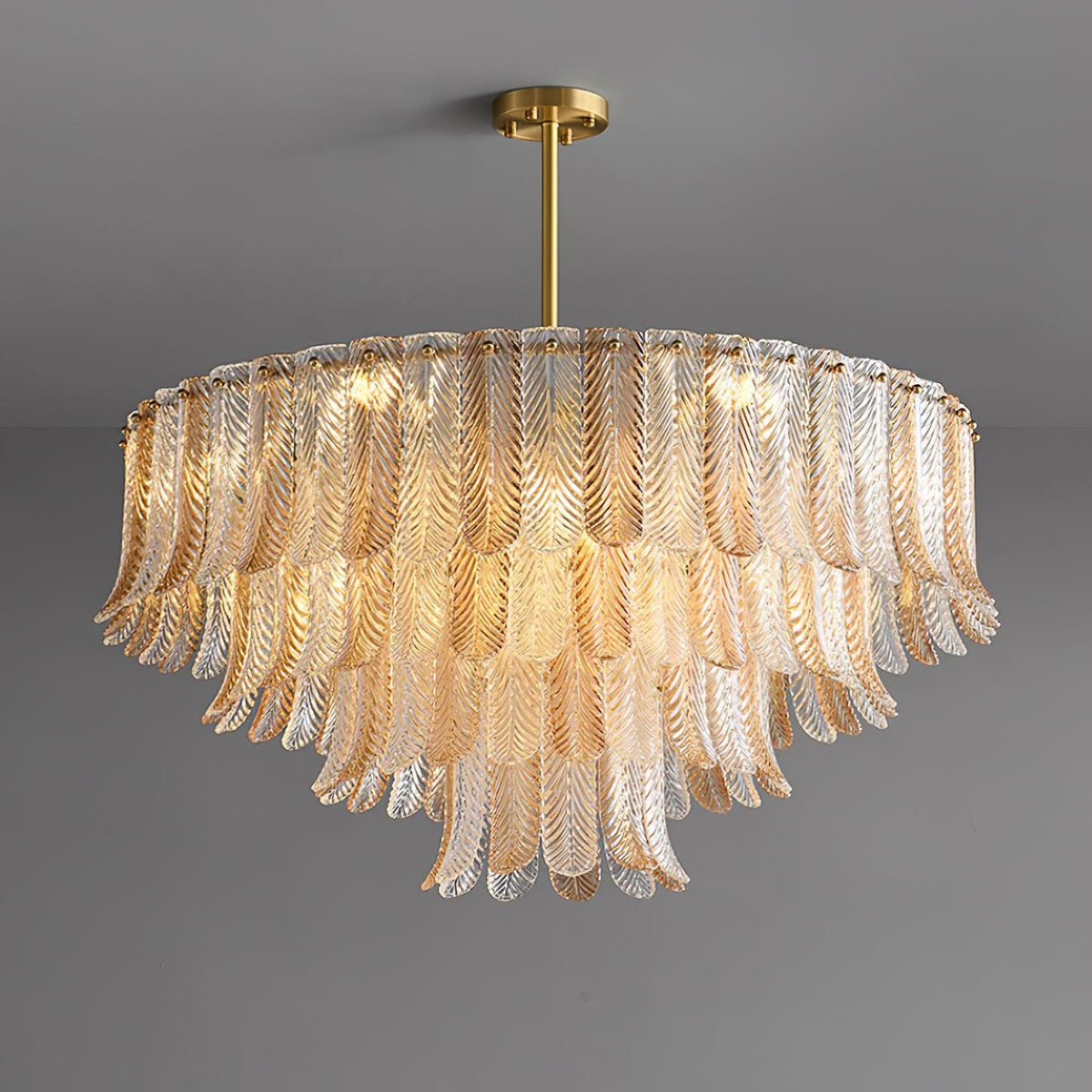Serravale Brass Amber Glass Chandelier