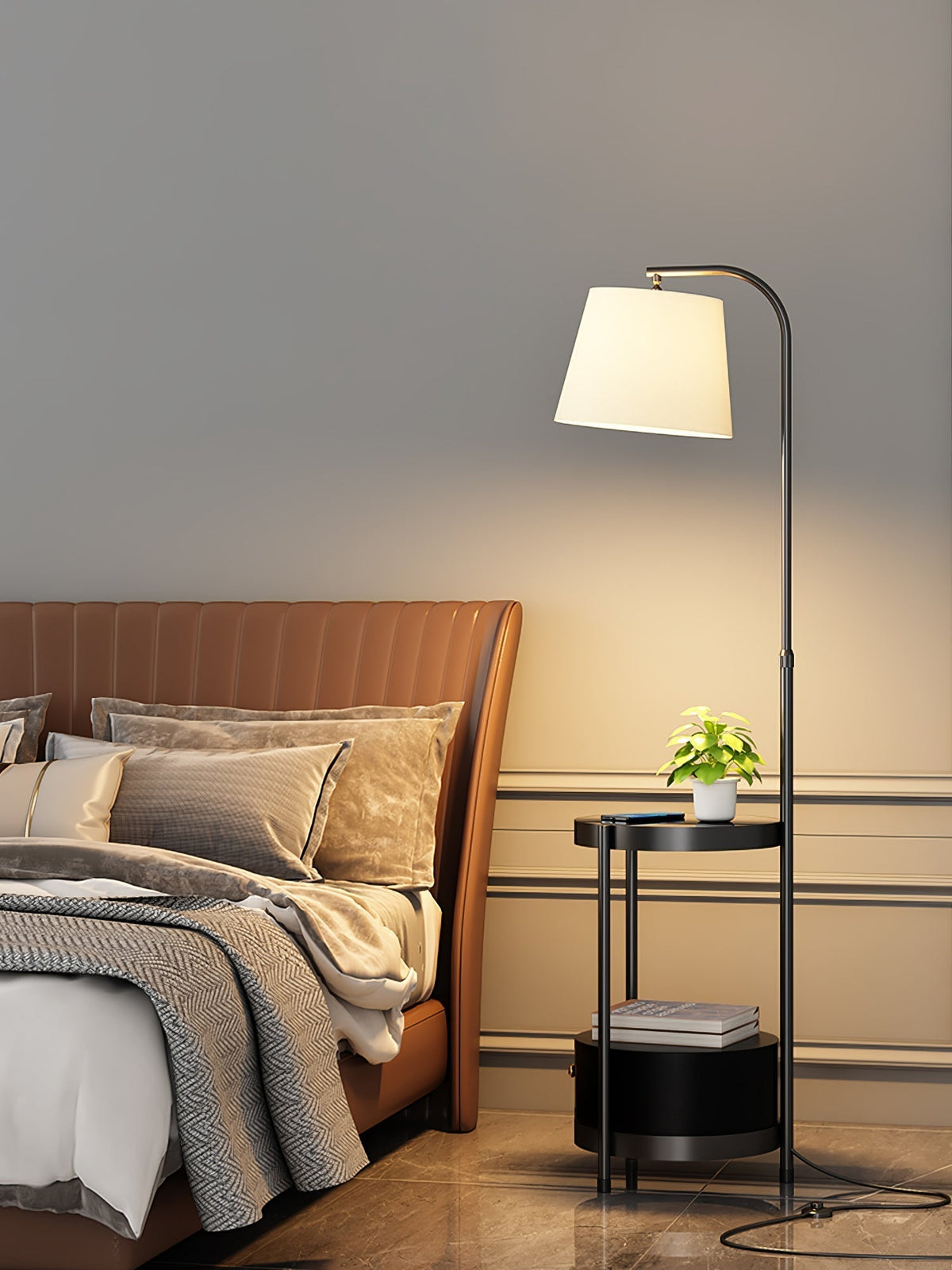 Sidecar Gold Black Fabric Floor Lamp