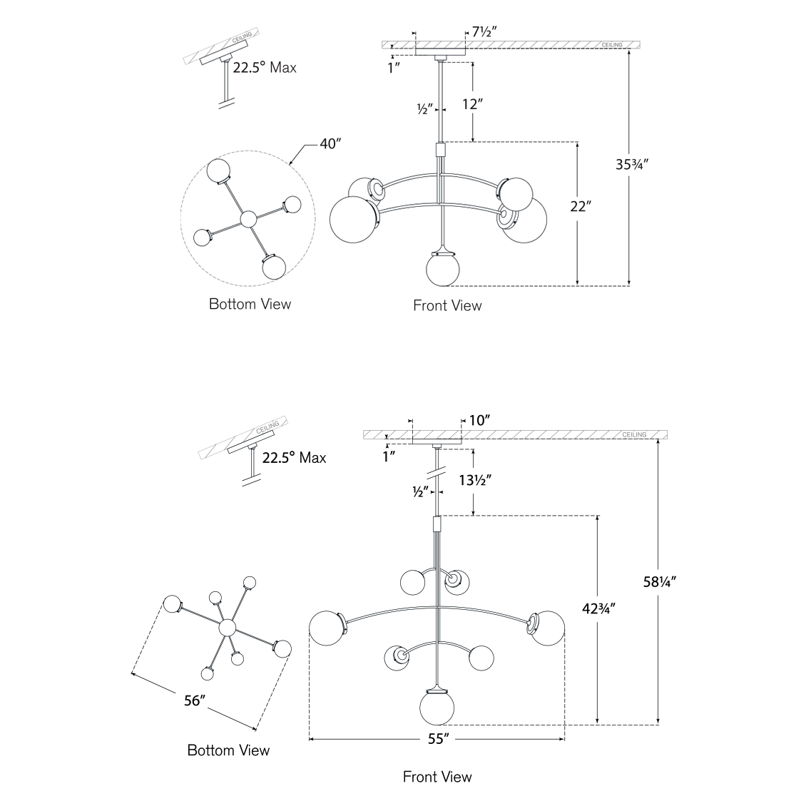 Silverset Glass Convertible Chandelier