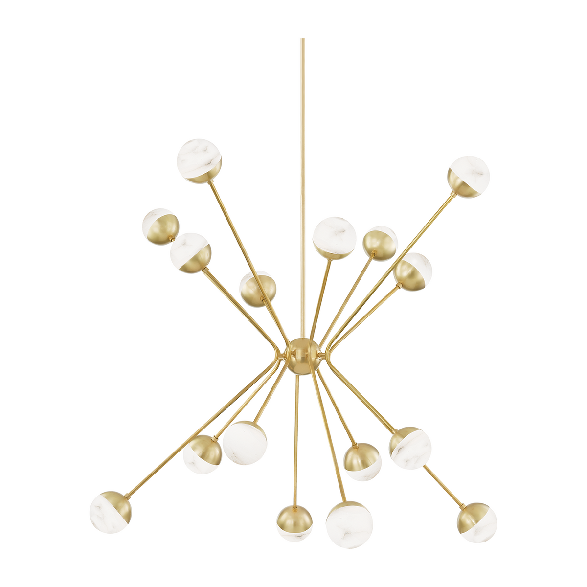 Sixteen-Light Aged Brass Statement Chandelier