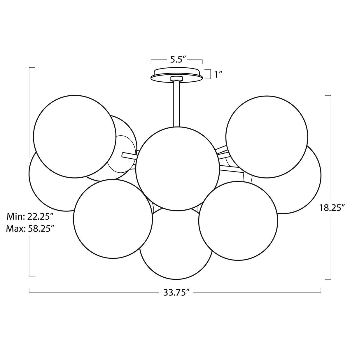 Smoked Globe Nickel Midcentury Flush Mount