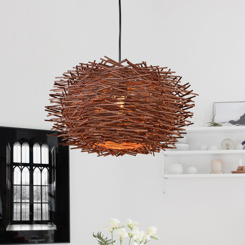 Southeast Asian Rattan Birdcage Pendant Light