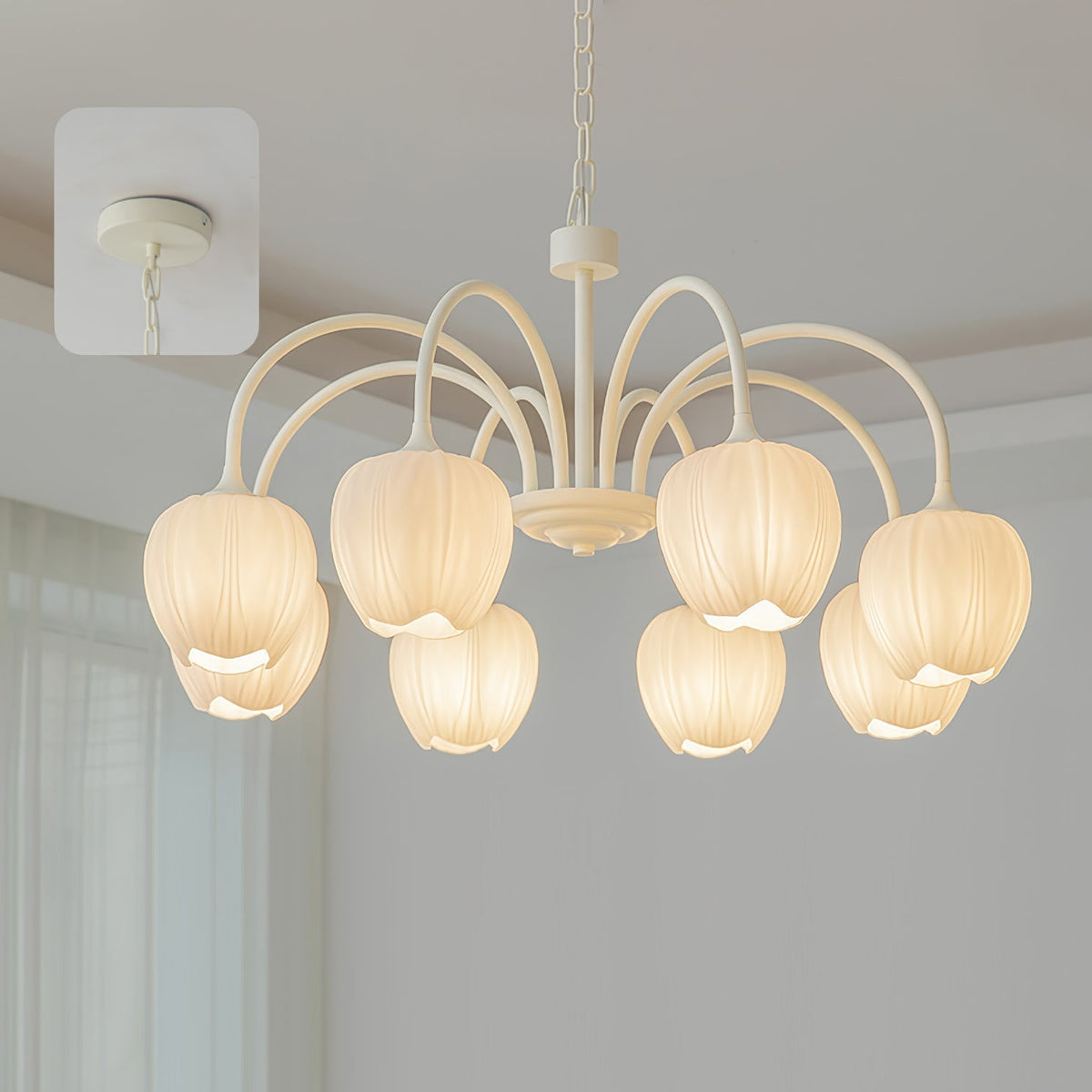 Springcup Matcha White Glass Chandelier