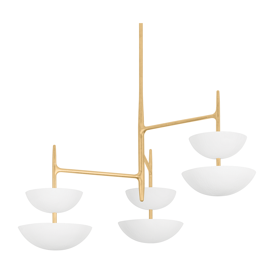 Stacked Gesso Bowl Vintage Gold Chandelier