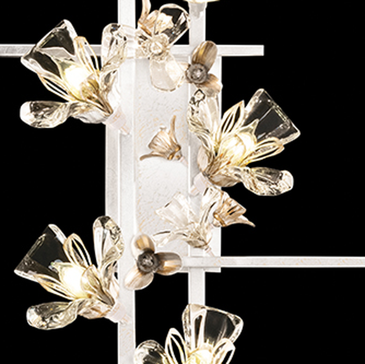 Statement Floral Gold White Crystal Wall Sconce