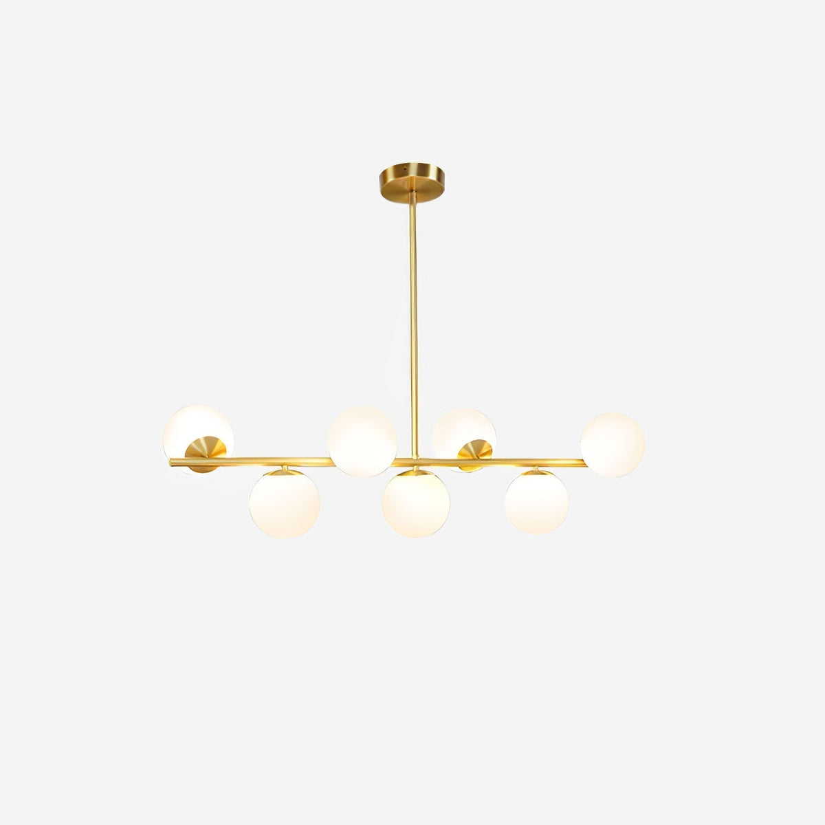 Stem Array Brass White Convertible Chandelier