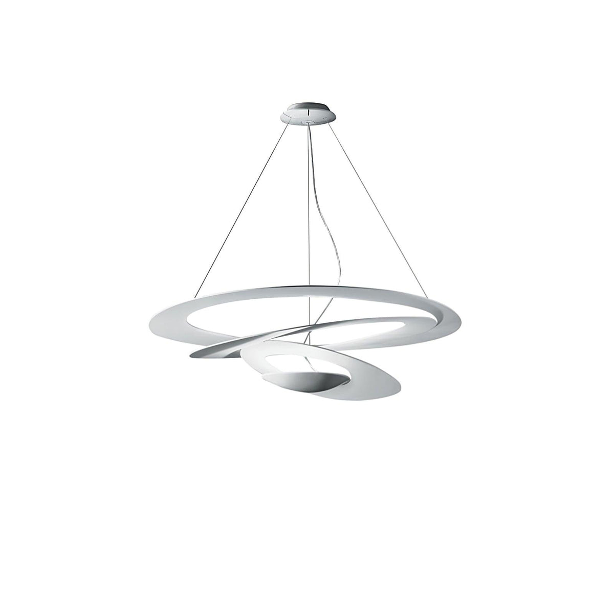 Suspended Spiral White Aluminum Pendant
