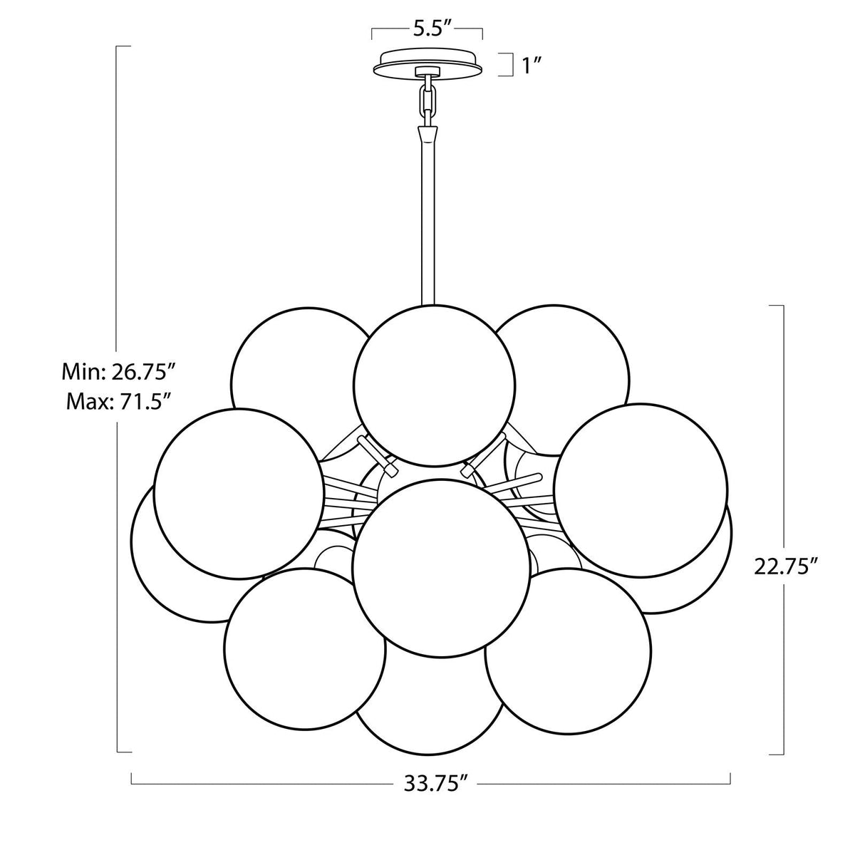 Swirled White Globe Nickel Balloon Chandelier