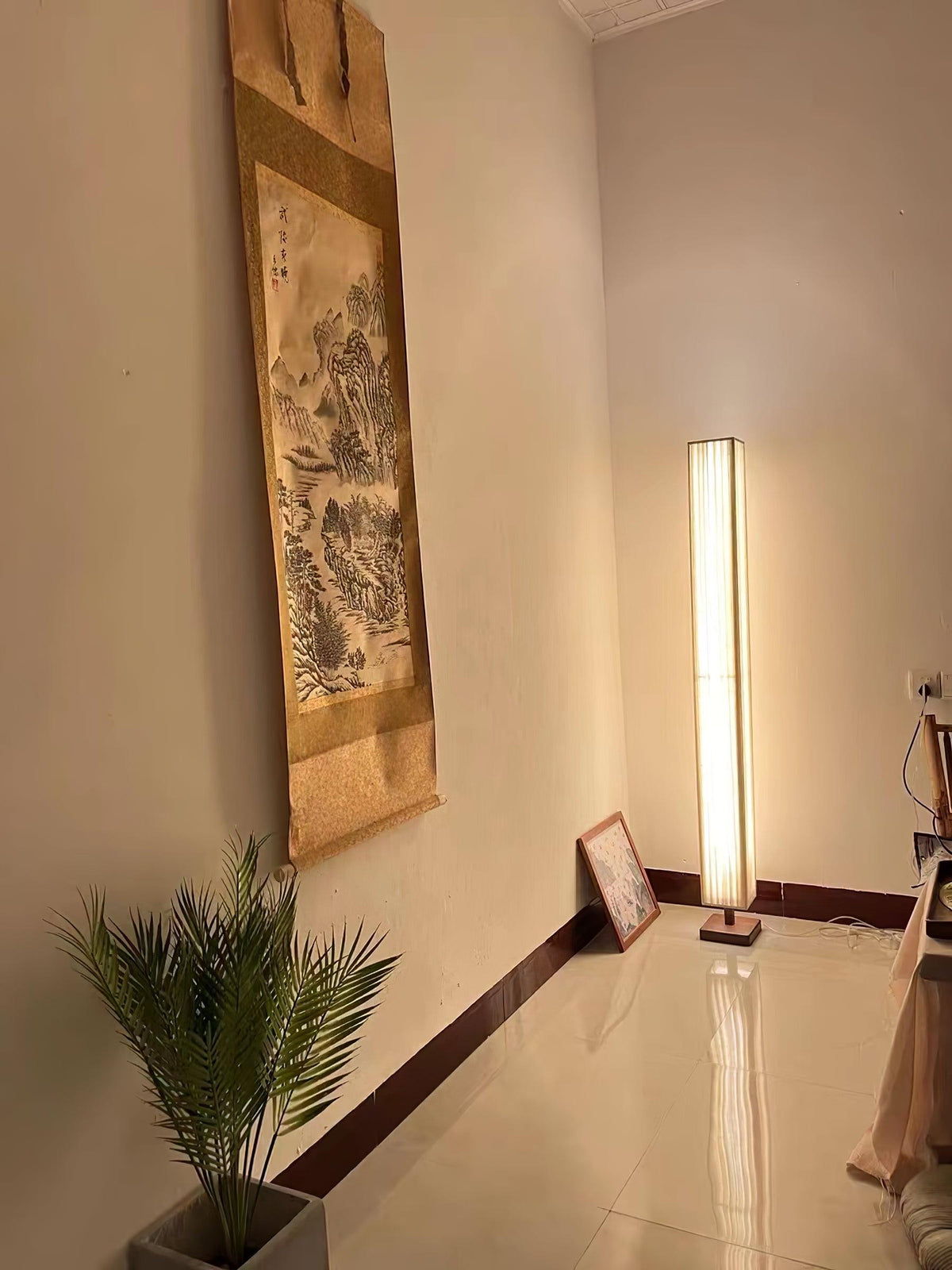 Tallstem Wood Beige LED Floor Lamp