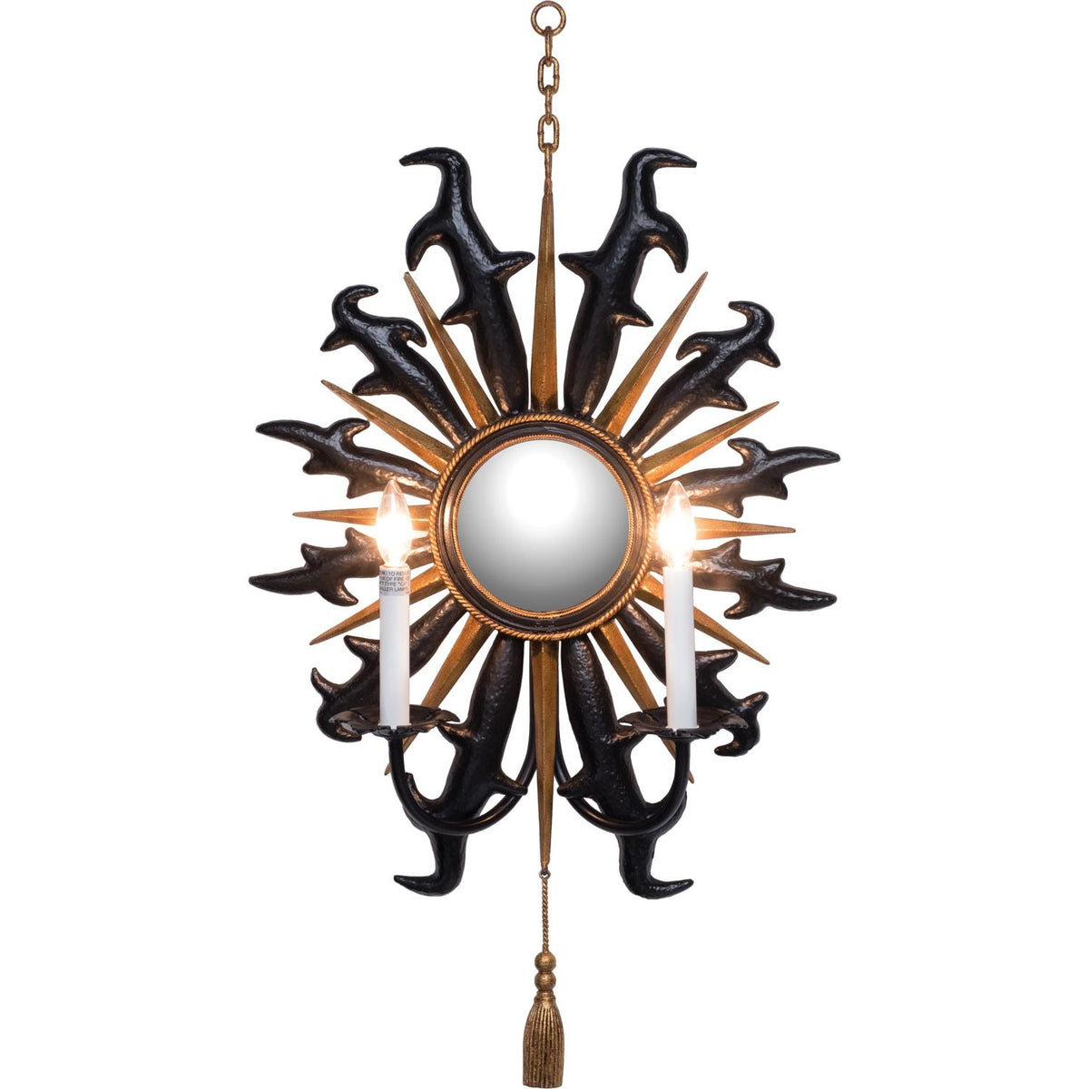 Tassel Disc Black Antique Gold Wall Sconce