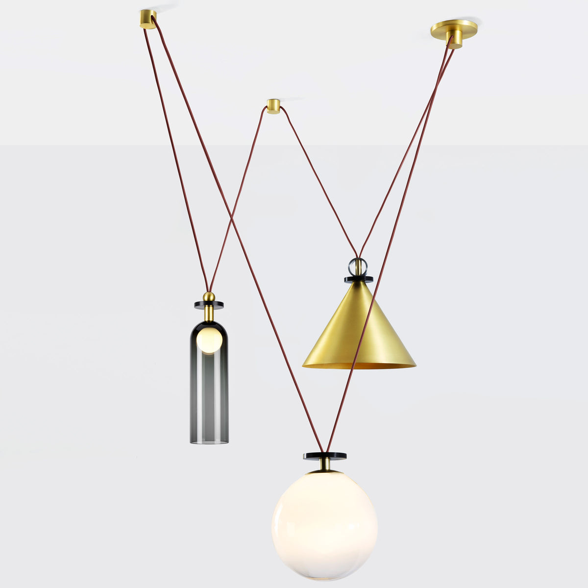 TriForm Brass Glass LED Chandelier