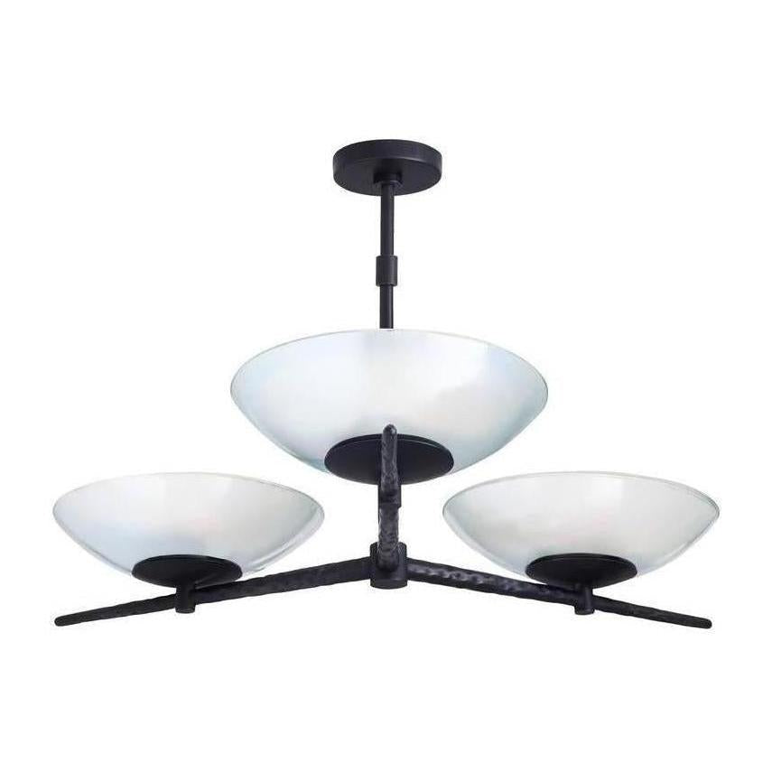 Triple Mirror Natural Iron Chandelier