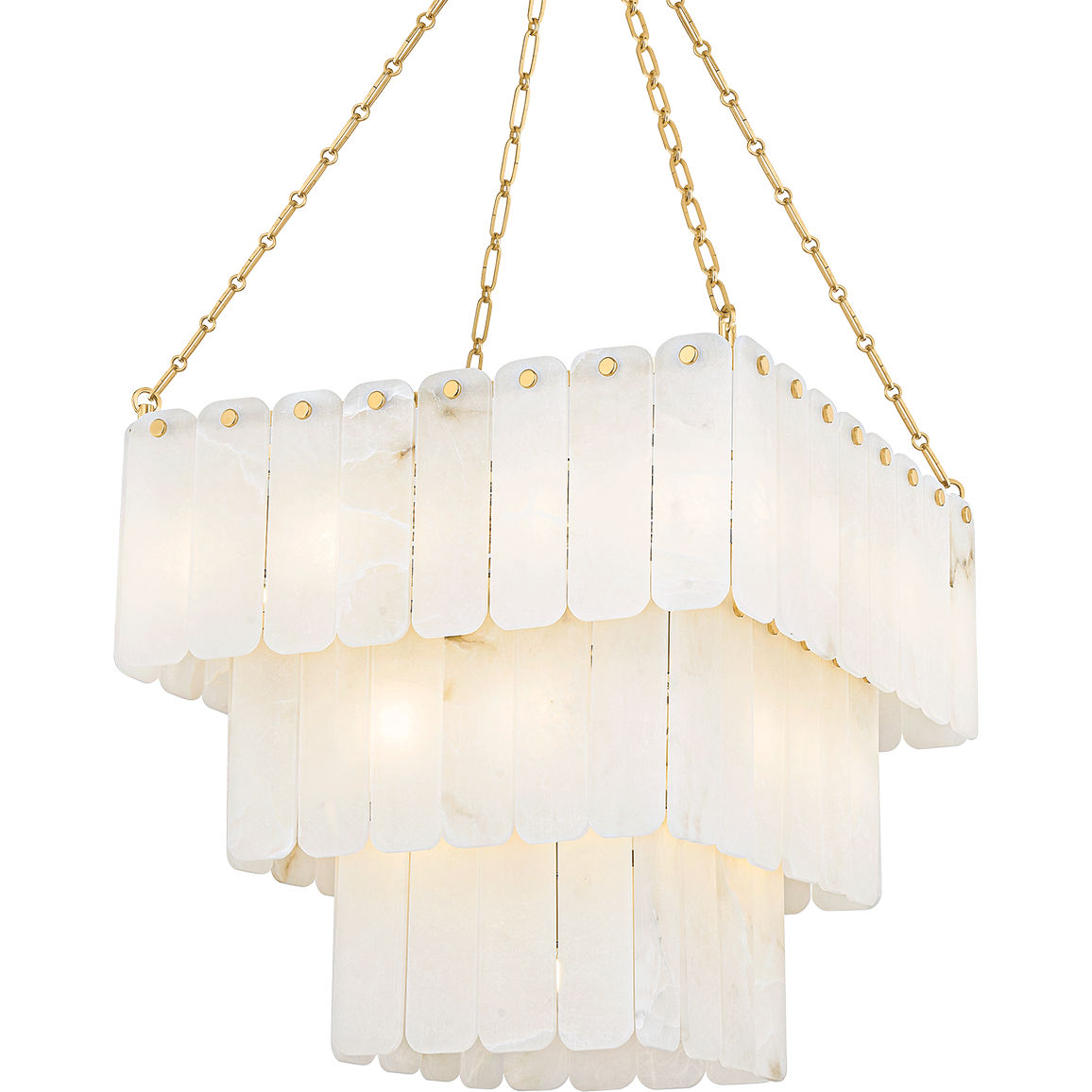 Variegated Aged Brass Thirty-Three-Light Chandelier