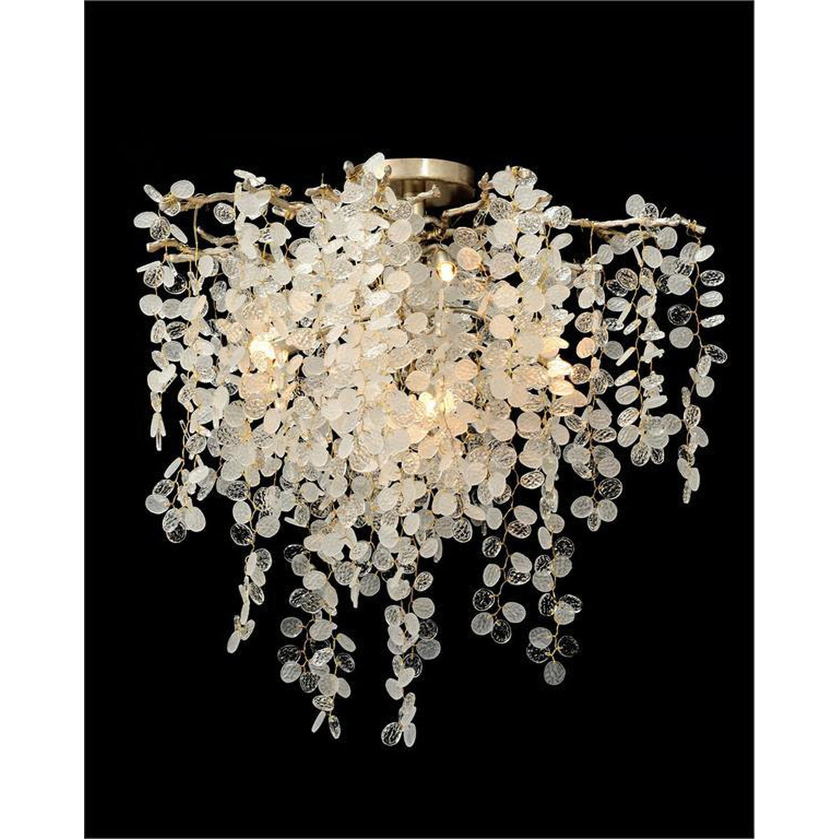 Variegated Crystal Cluster Five-Light Ceiling Fixture