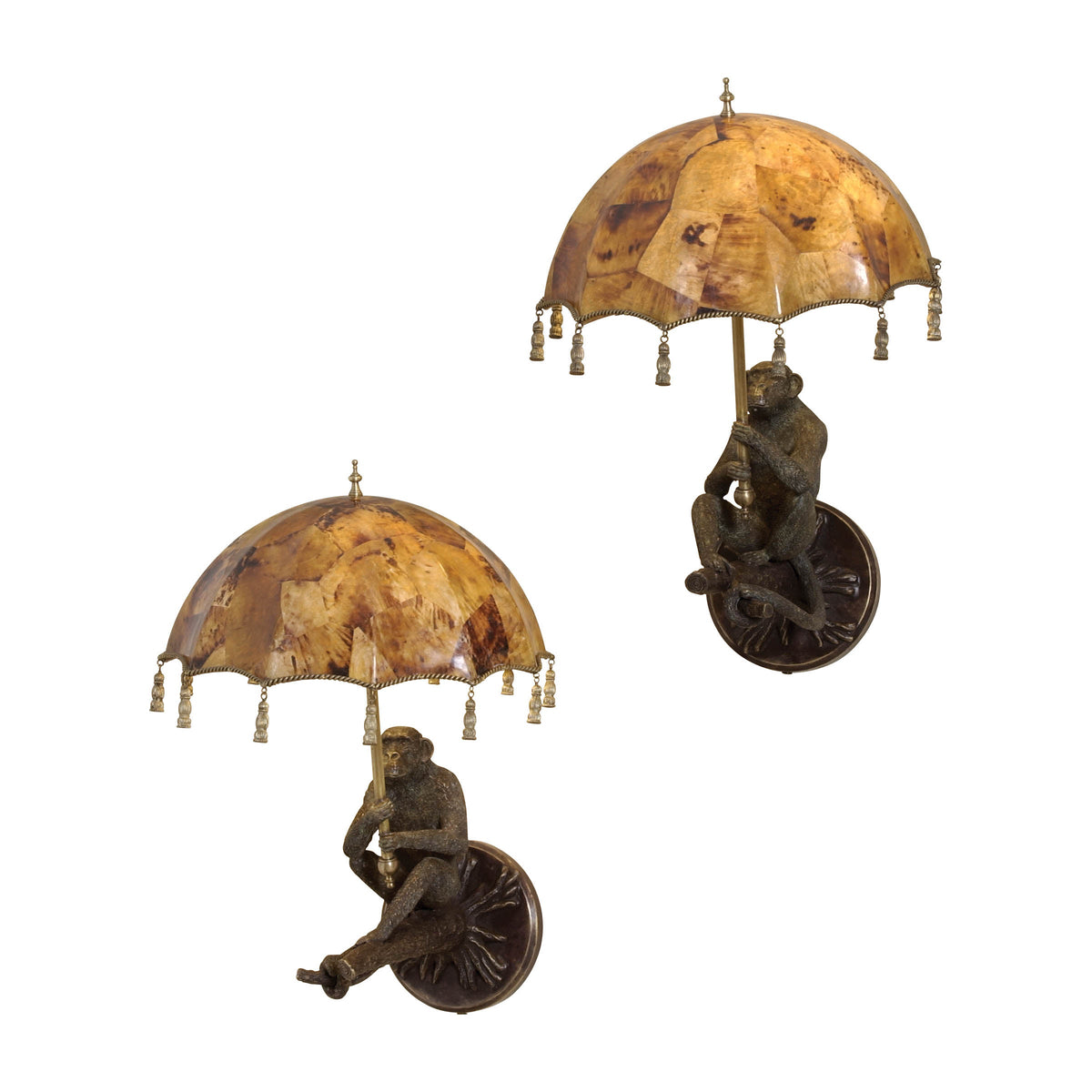 Verdigris Monkey Penshell Brass Wall Lamp
