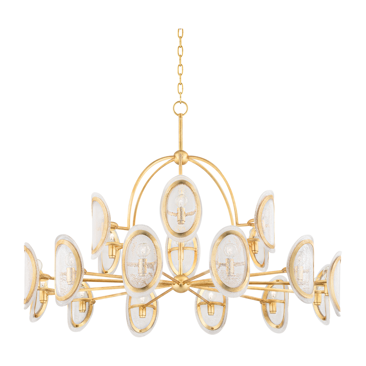 Vintage Gold Leaf Eighteen-Light Statement Chandelier