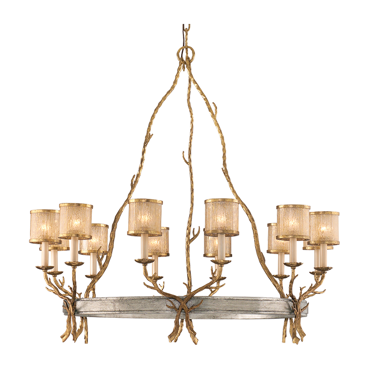 Vintage Gold Twelve-Light Chandelier