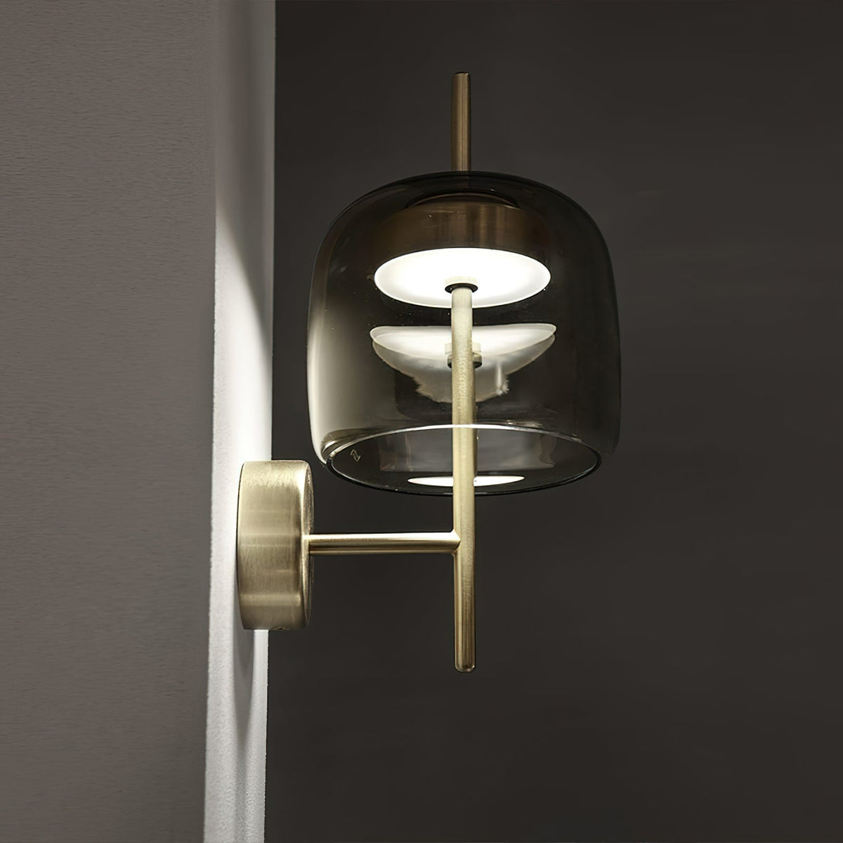 Waisted Glass Gold Black LED Wall Sconce