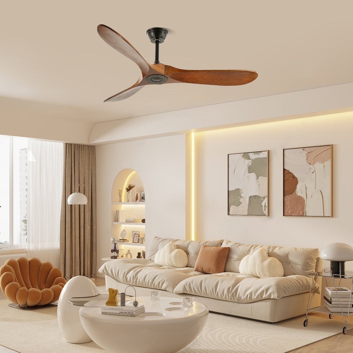 Walnut Airfoil LED Fandelier