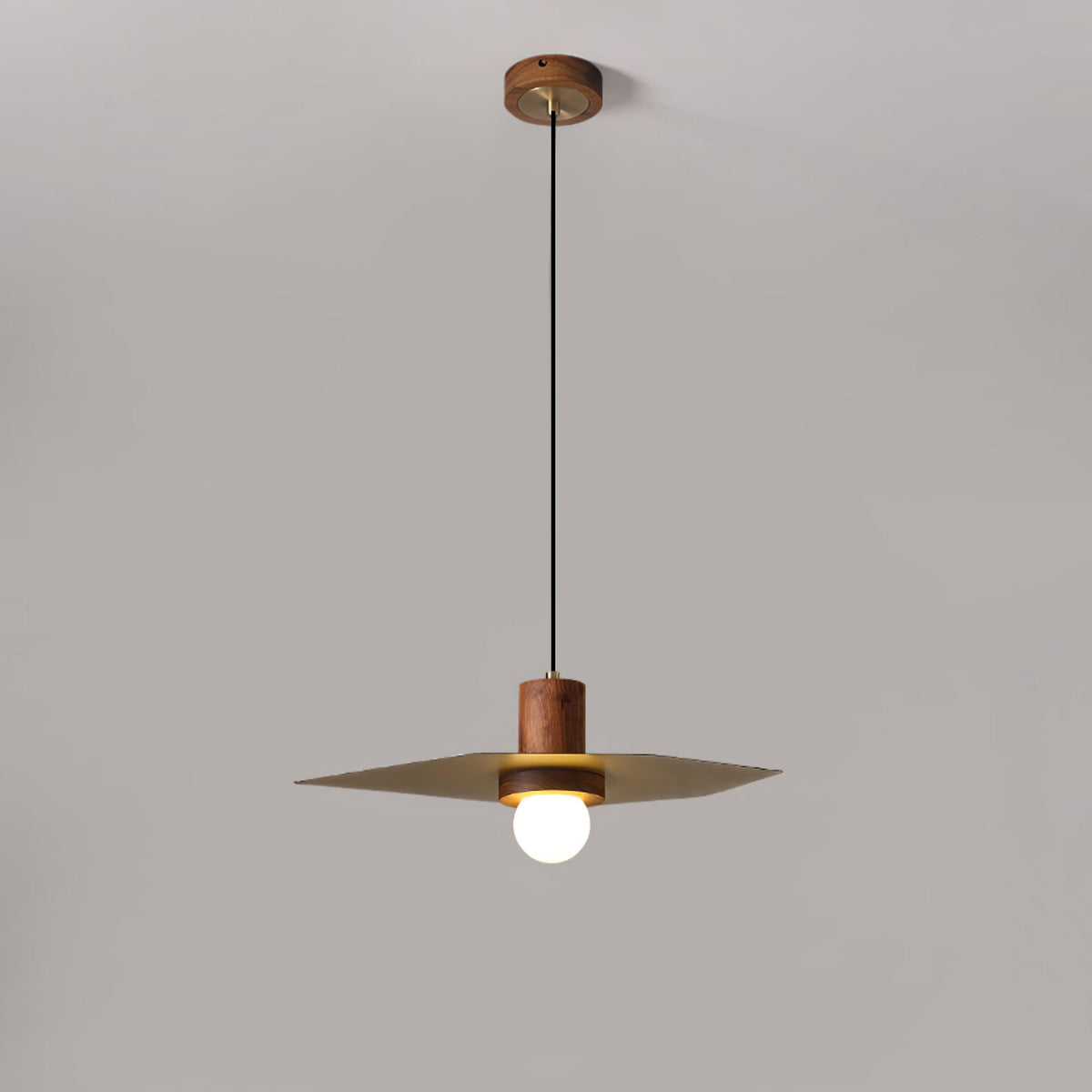 Wood Hub Brass White Glass Pendant