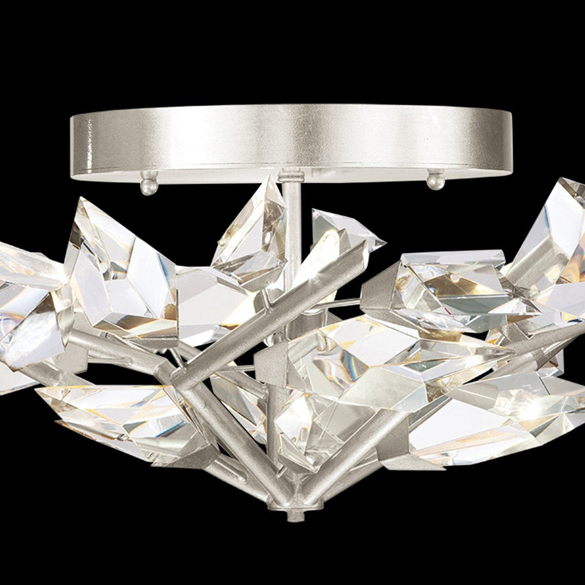 Woodland Branch Gold Silver Crystal Flush Mount