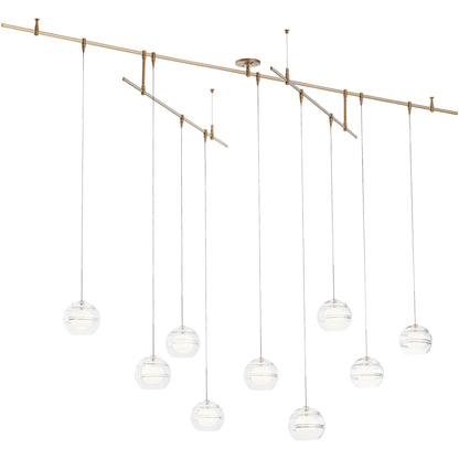 Aged Brass Clearglass Linear Pendant