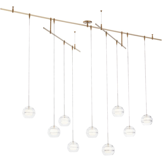 Aged Brass Clearglass Linear Pendant