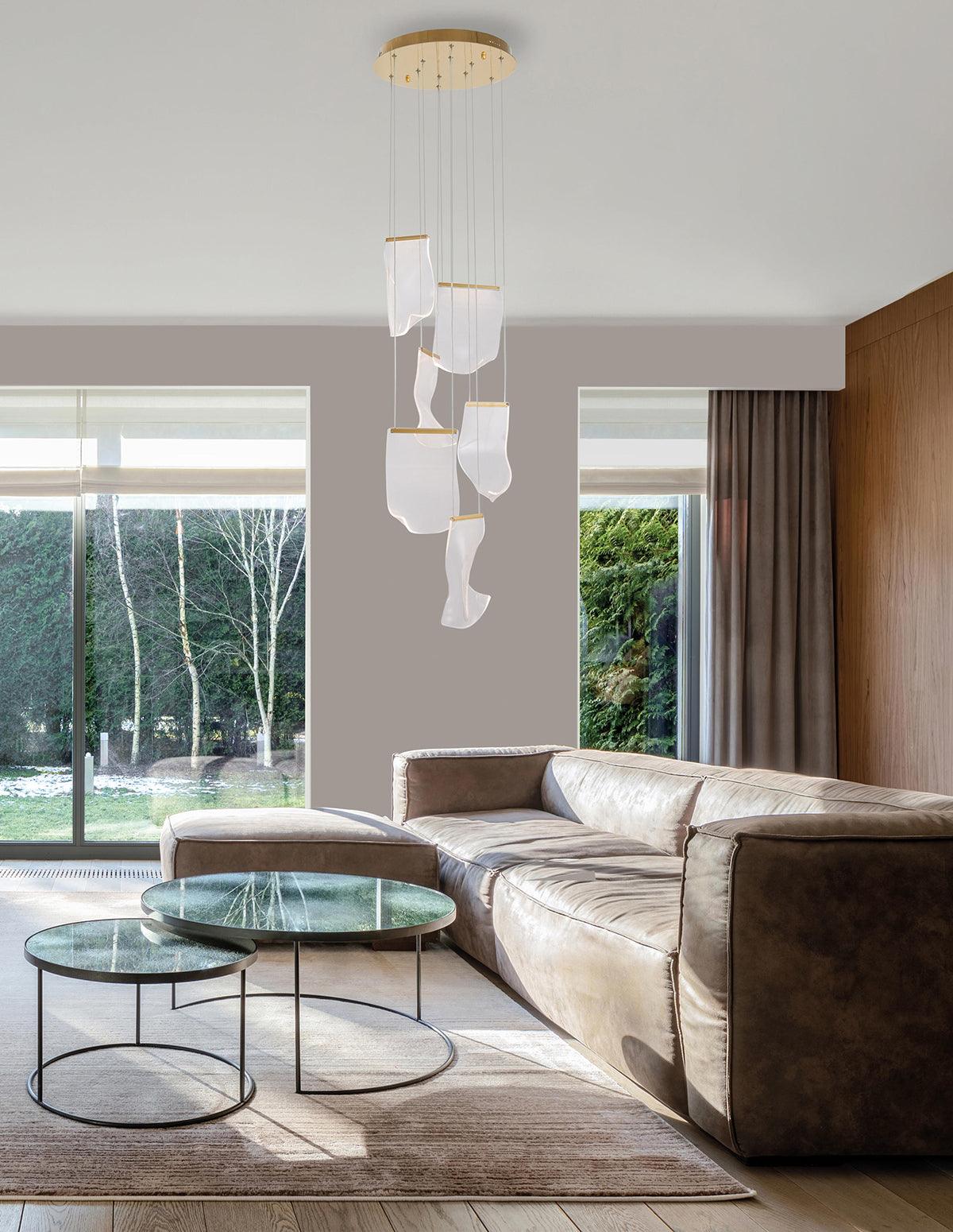 Airpane Gold Silver LED Multi-Light Chandelier