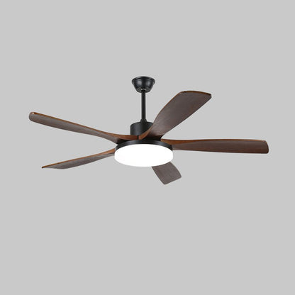 Keltis 42’’/52’’ Ceiling Fan Light ∅ 52″ x H 11.8″ / Model B Walnut Wood Grain & Black / Three-Color Changing Light