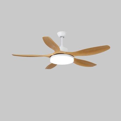 Keltis 42’’/52’’ Ceiling Fan Light ∅ 52″ x H 11.8″ / Model C Nature Wood Grain & White / Three-Color Changing Light