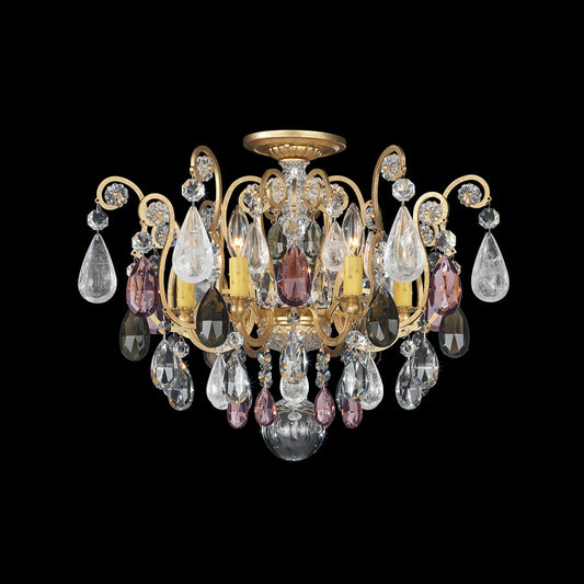 Amethyst Quartz Heirloom Gold Semi-Flush Light