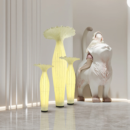 Amphora White Fabric LED Floor Lamp
